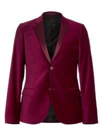 Topman Berry Velvet Skinny Blazer