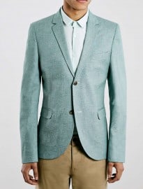 Topman Green Oxford Skinny Fit Blazer