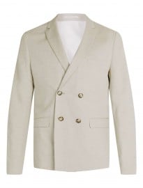Topman Stone Double Breasted Cotton Blazer