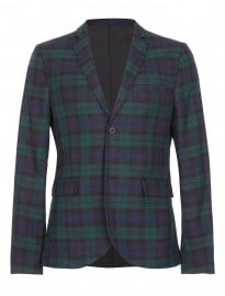 Topman Blue And Green Tartan Blazer