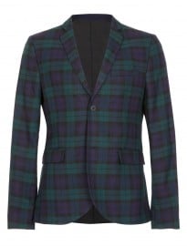 Topman Blue And Green Tartan Blazer