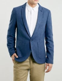 Topman Mid Blue Flannel Blazer