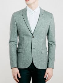 Topman Light Green Skinny Fit Jersey Blazer