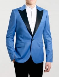 Topman Blue Skinny Fit Tuxedo Lapel Blazer