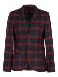 Topman Burgundy Tartan Skinny Blazer