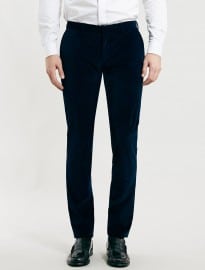 Topman Navy Velvet Ultra Skinny Trousers