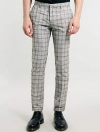 Topman Black/white Checked Skinny Fit Trousers