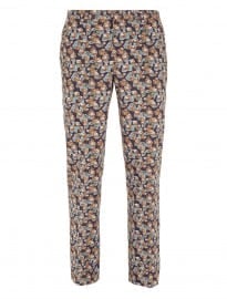 Topman Navy Printed Floral Trousers