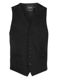 Topman Black Flannel Waistcoat