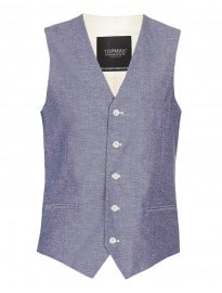 Topman Indigo Oxford Fleck Waistcoat
