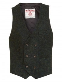 Topman Harris Tweed Green Waistcoat