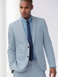Next Pale Blue Cotton Skinny Fit Suit: Jacket