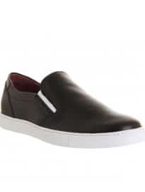 Poste Stefano Slip On Sneaker Black Leather White Sole