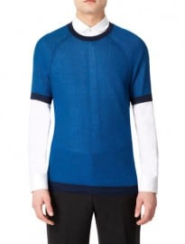 Topman Blue Textured Short Sleeve Jumper