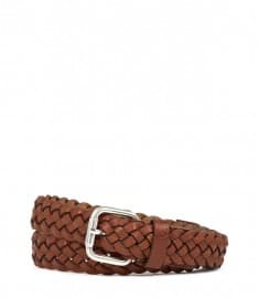 Reiss Kupple Lattice Weave Trimmed Leather Belt