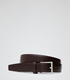 Reiss Danton Formal Suit Belt Dark Brown