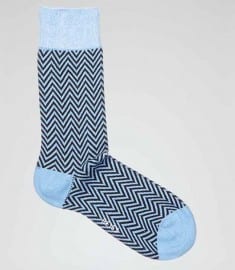 Reiss Earl Zig Zag Pattern Socks Island Blue