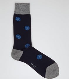 Reiss Becker Flower Motif Socks Navy