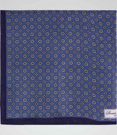 Reiss Rintaro Ditsy Flower Print Pocket Square Russian Blue