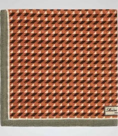 Reiss Cindersaur Geometric Cuboid Print Pocket Square Burnt Orange