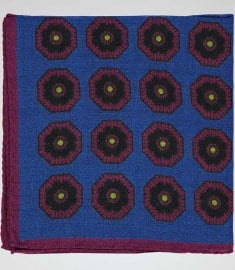 Reiss Poppy Poppy Print Pocket Square Russian Blue