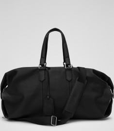 Reiss Hines Leather Weekend Holdall Black