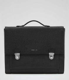 Reiss Holt Leather Briefcase Black