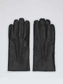 Reiss Thorman Leather Gloves Black