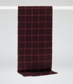 Reiss Coulsdon Wool Check Scarf Burgundy