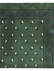 Reiss Havanna Printed Pattern Pocket Square Forest Green