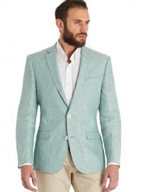 Blazer Tailored Fit Green Linen Jacket