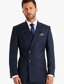 Moss 1851 Tailored Fit Blue Double Breasted Suit Jacket