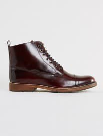 Topman Burgundy Dylan Leather Toecap Boots