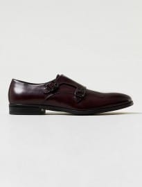 Topman Brompton Monk Burgundy Leather Oxford Shoes