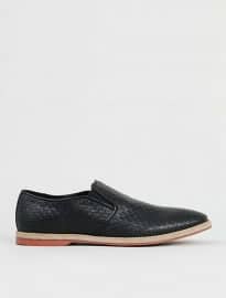 Topman Black Leather Weave Loafers