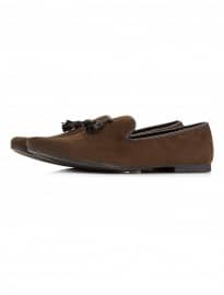 Topman Brown Suede Tassle Loafers