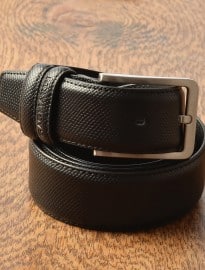 Black Luxury Snakeskin Textured Leather Belt