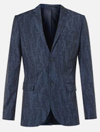 Topman Blue Wool Blend Abstract Print Skinny Fit Suit