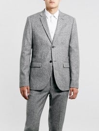 Topman Grey Textured Skinny Fit Suit