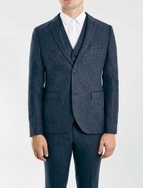 Topman Navy Wool Rich Skinny Fit Three Piece Suit