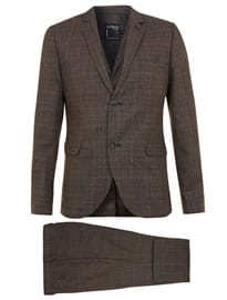 Topman Brown Check Skinny Fit Suit