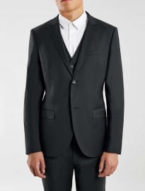 Topman Black Premium Wool Blend Skinny Fit 3 Piece Suit