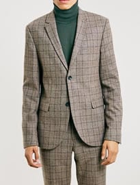 Topman Brown Check Skinny Fit Suit
