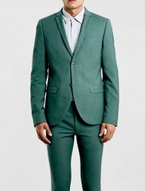 Topman Green Melange Ultra Skinny Fit Suit