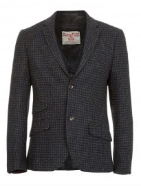 Topman Harris Tweed Navy Blazer And Waistcoat