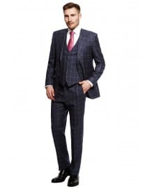 Luxury Sartorial Pure New Wool 2 Button Checked Suit Including Waistcoat