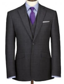 Charcoal Lilac Windowpane Saxony Slim Fit Suit Jacket