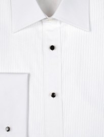 White Ribbed Bib Slim Fit Evening Shirt