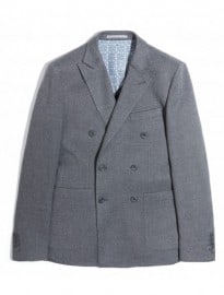 Grey Wool Blend Double Breasted Jacket