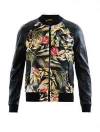 Ami Floral-print And Leather Bomber Jacket 188416